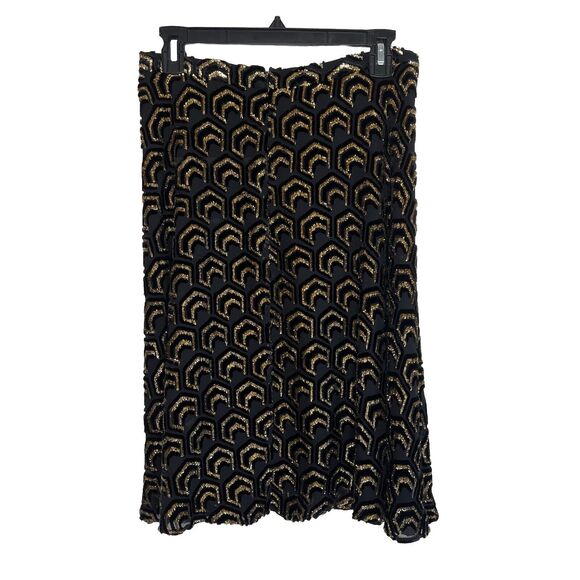 Co Collections Silk Velvet Glitter Jacquard A-line Skirt Holiday Medium j16 - Picture 3 of 5